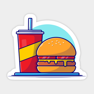 Burger And Soda Cartoon Vector Icon Illustration (6) Sticker